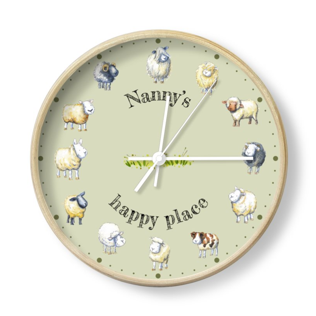 Farm kitchen clock - farm name and your choice of animals