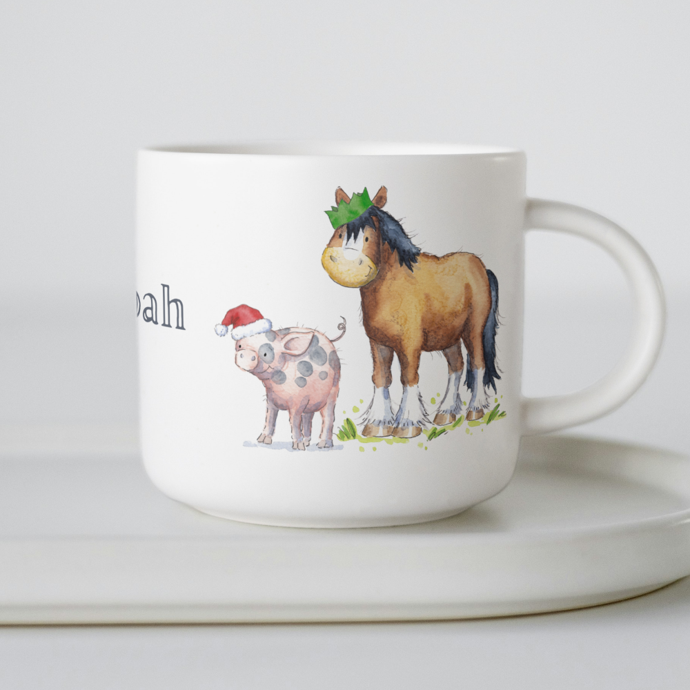 Childrens Christmas mug - farm animals