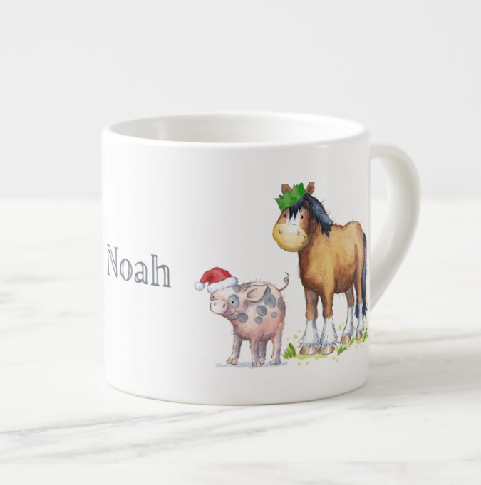 Childrens ceramic mug - farm animals
