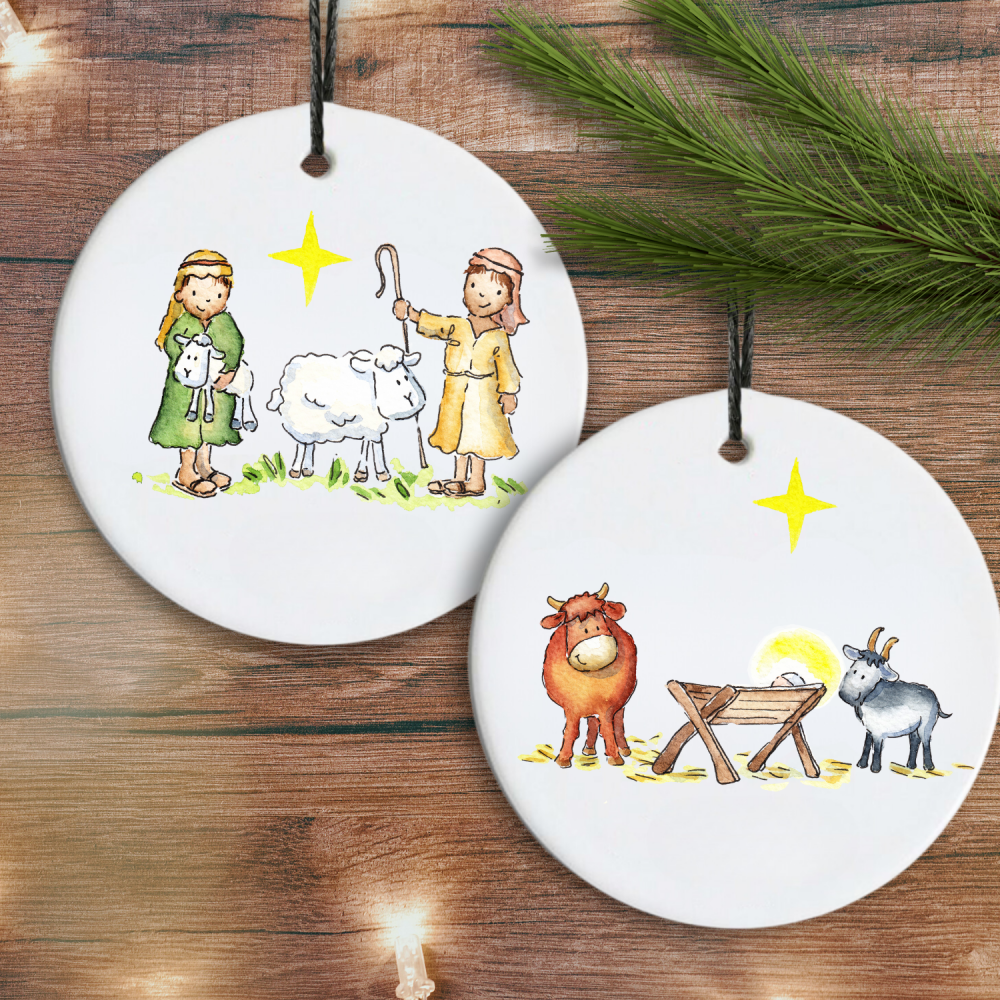 Nativity themed name ceramic decoration