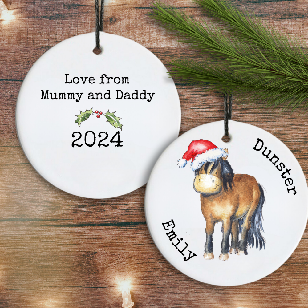 Donkey and robin hanging ceramic decoration