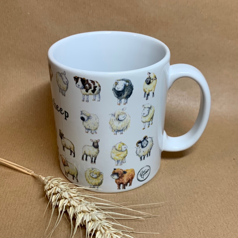 Sheep breeds ceramic mug - 11oz Multiple sheep breeds on a mug