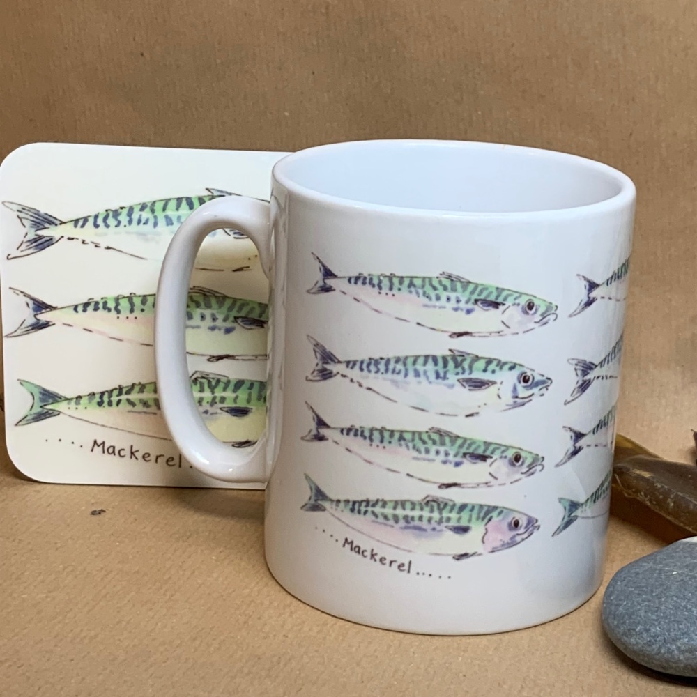 Mackerel mug and coaster set