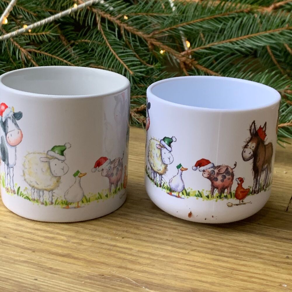 Childrens Christmas mug - farm animals