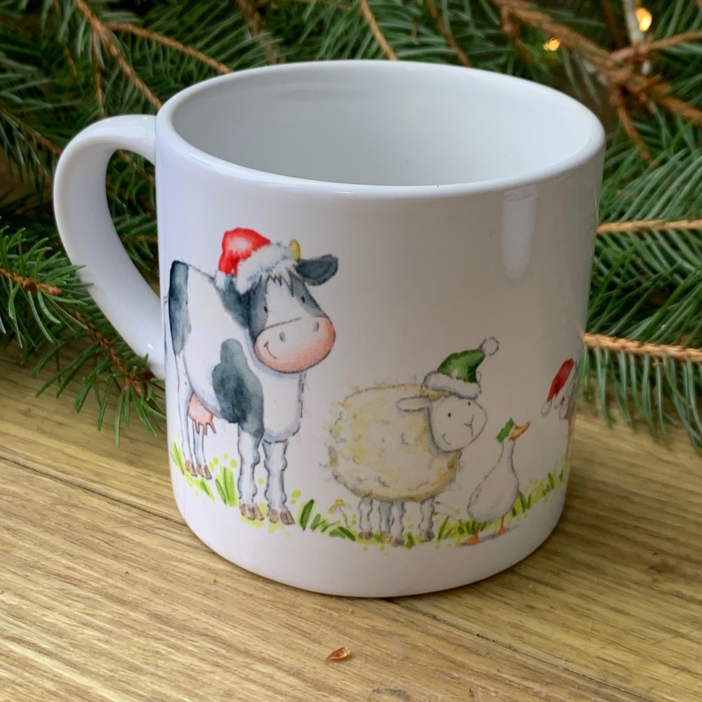 Childrens Christmas mug - farm animals