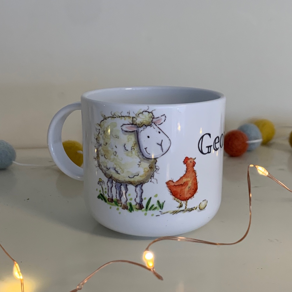 Childrens Christmas mug - farm animals