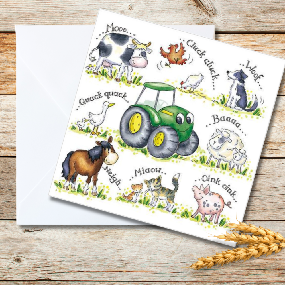 Animal sounds birthday card