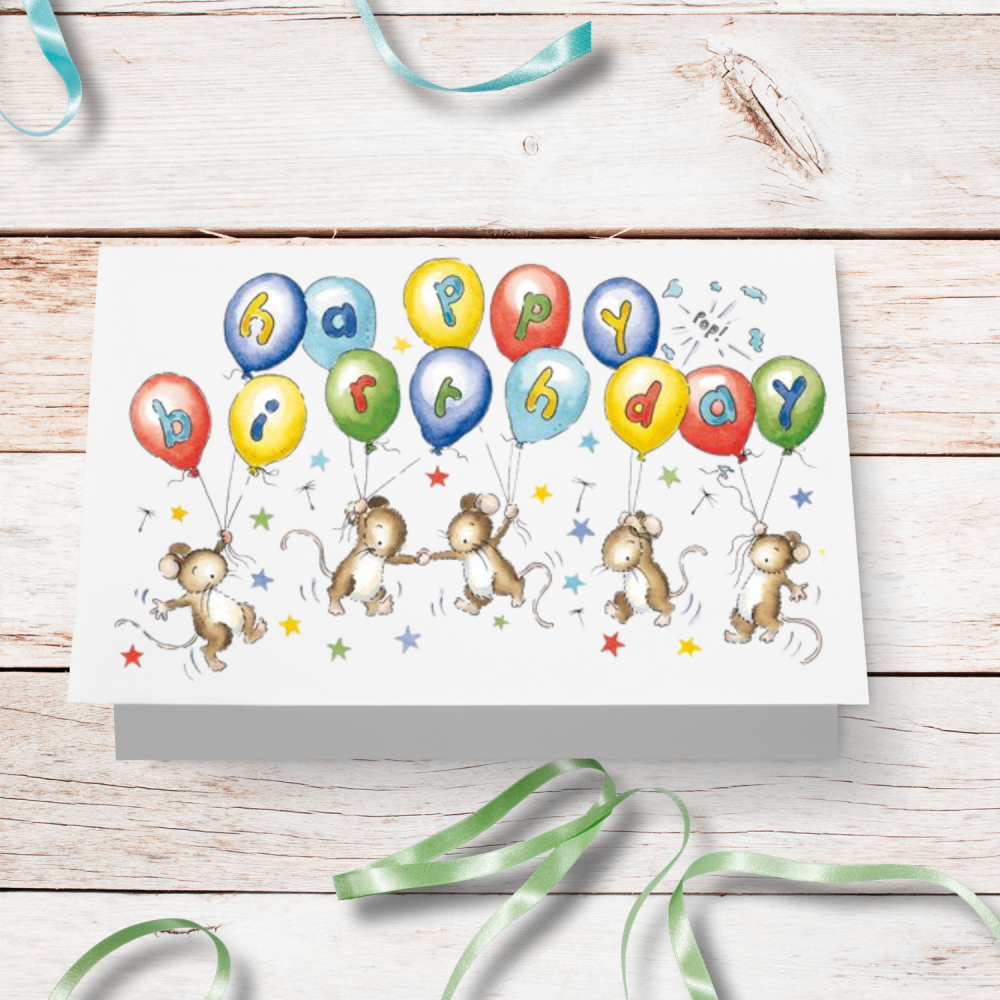 Balloon mice birthday card