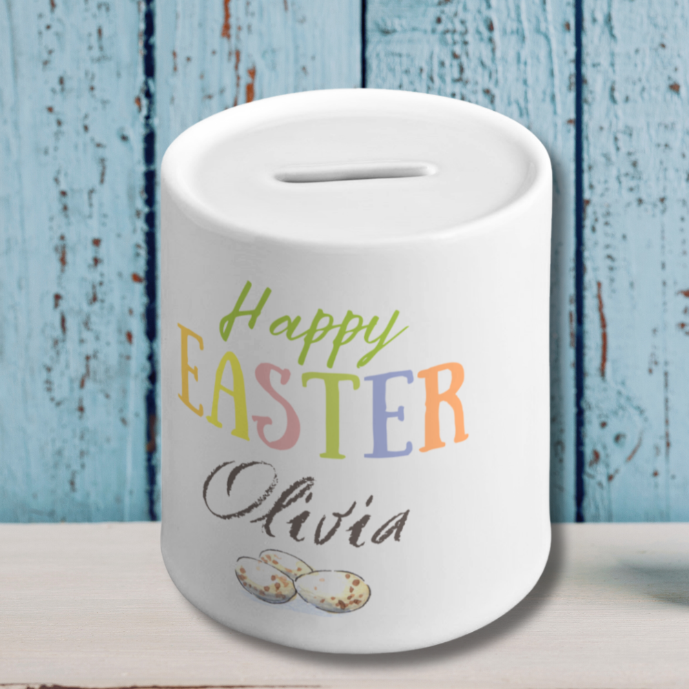 Easter Money Box - Easter bunny piggy bank with name