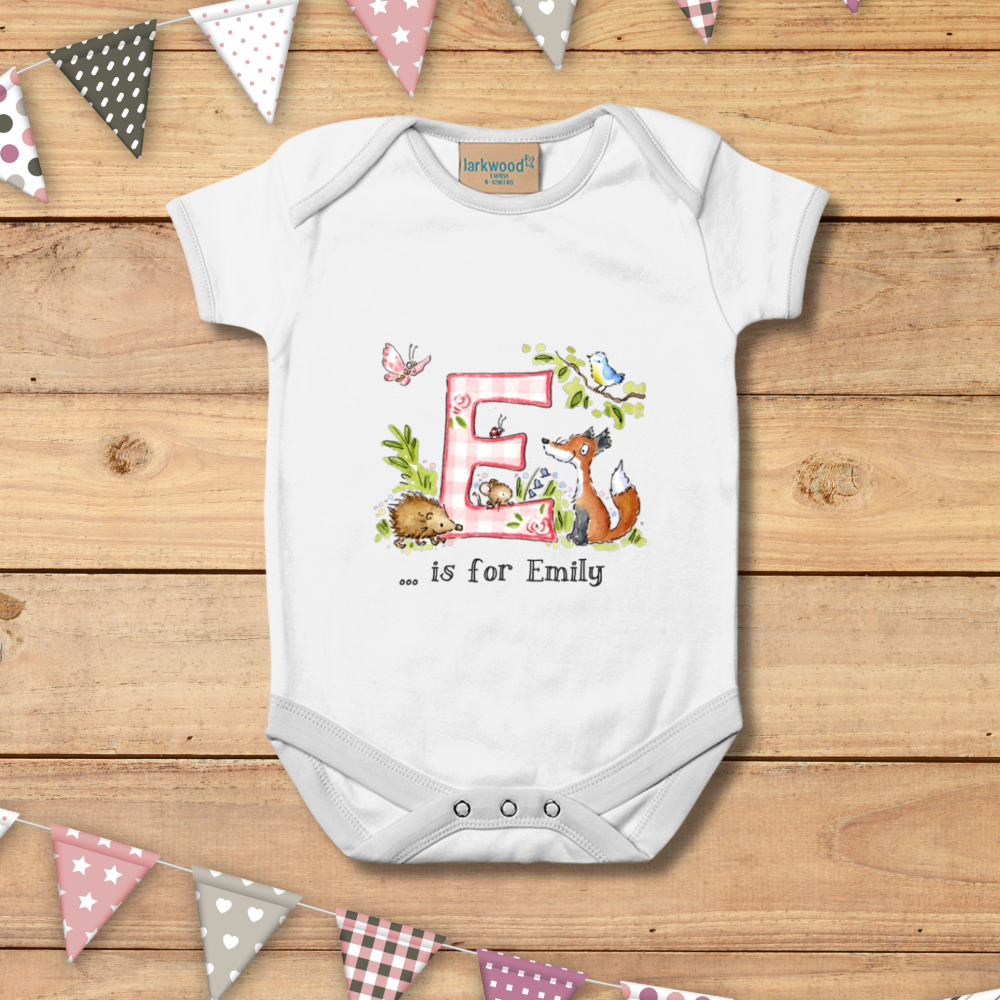 Initial Personalised Babygro - unique watercolour baby gift