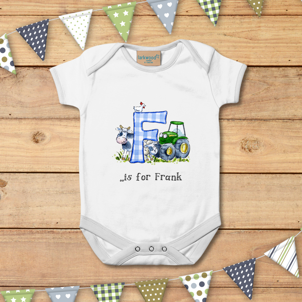 Initial Personalised Babygro - unique watercolour baby gift