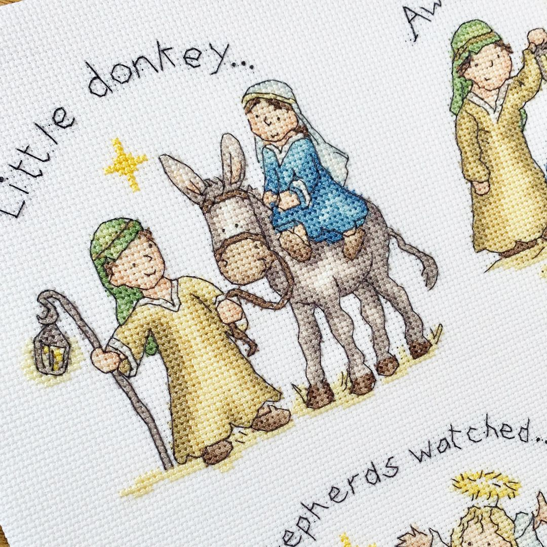 Little donkey Cross stitch kit - Christmas Carol Cross Stitch Kit: 4 Nativity Scenes, Makes Cards