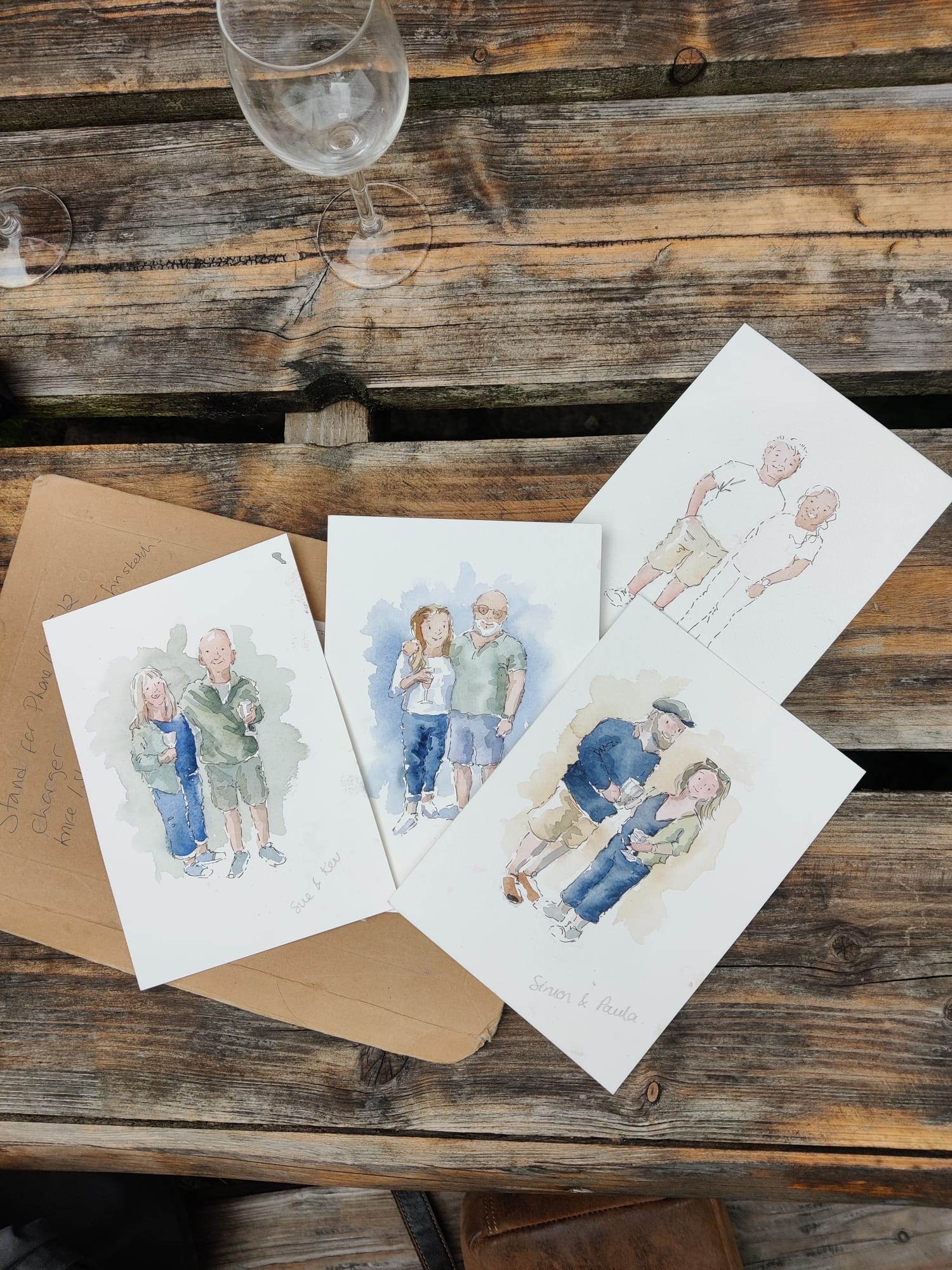 Live wedding painting capturing the ceremony in traditional watercolour