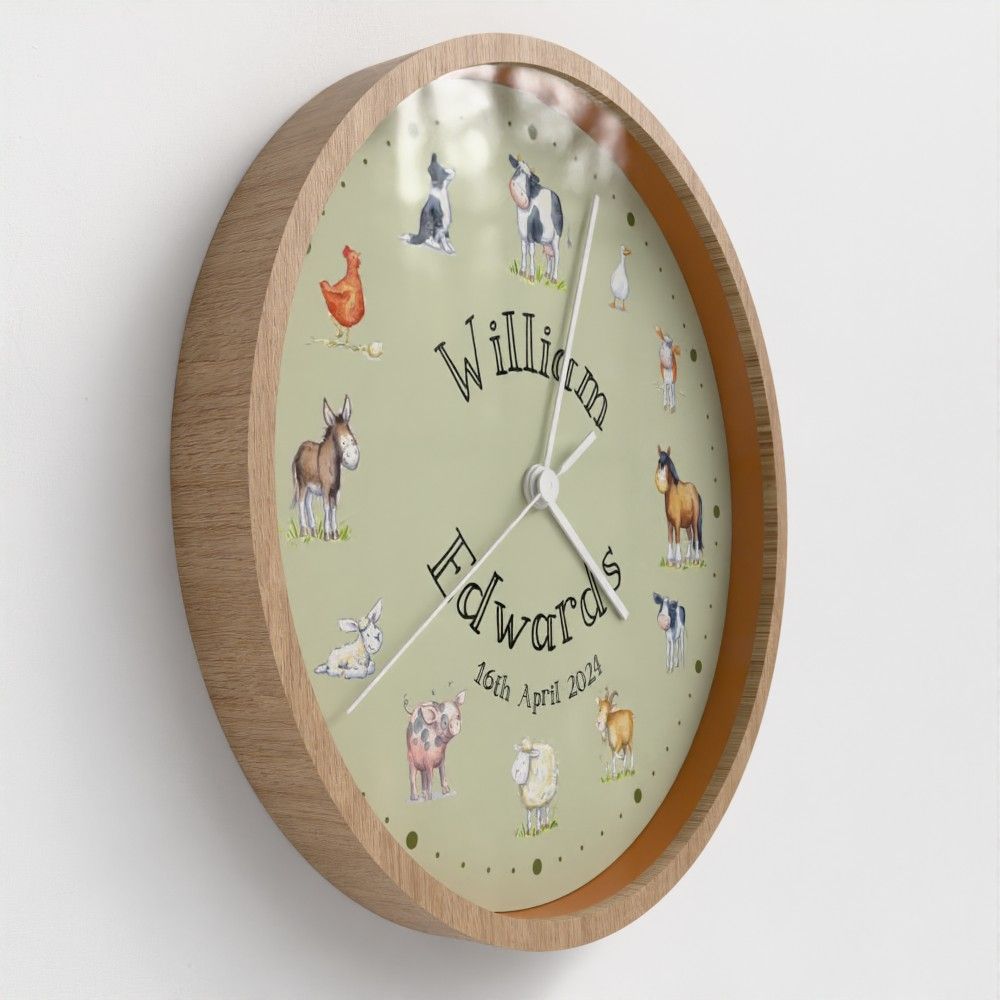 Farm animals kitchen clock - farm name or child’s name