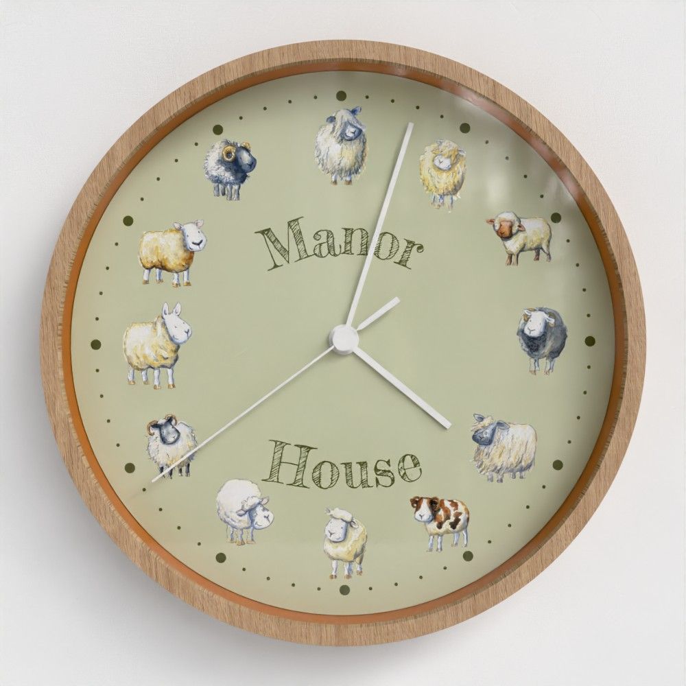 Sheep kitchen clock - farm name