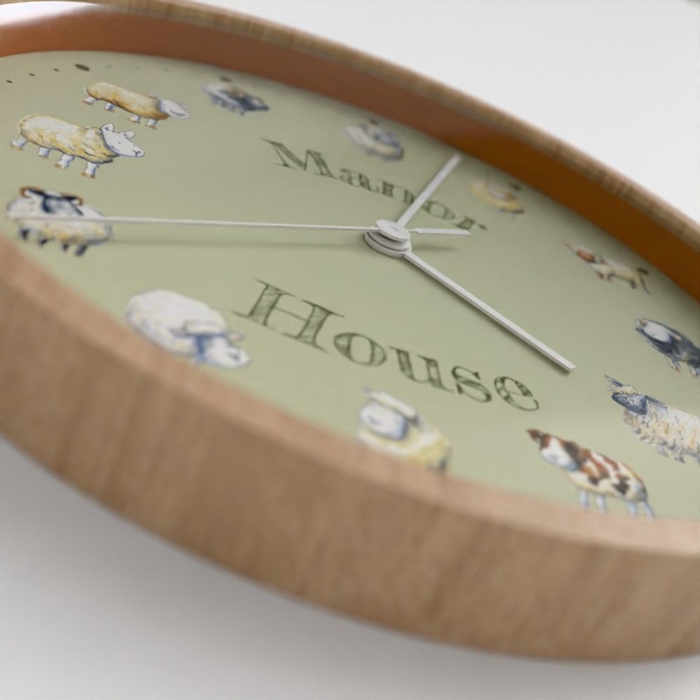 Sheep kitchen clock - farm name