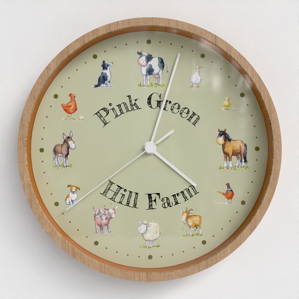 Farm animals kitchen clock - farm name or child’s name
