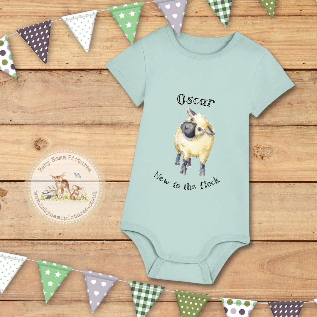 Baby sheep farmer body suit  - New to the flock personalised