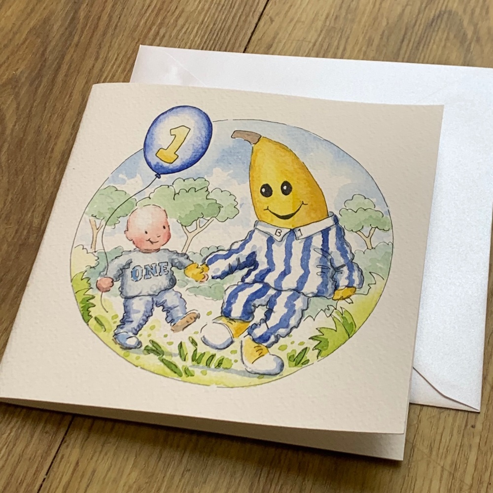 Handpainted childrens birthday card