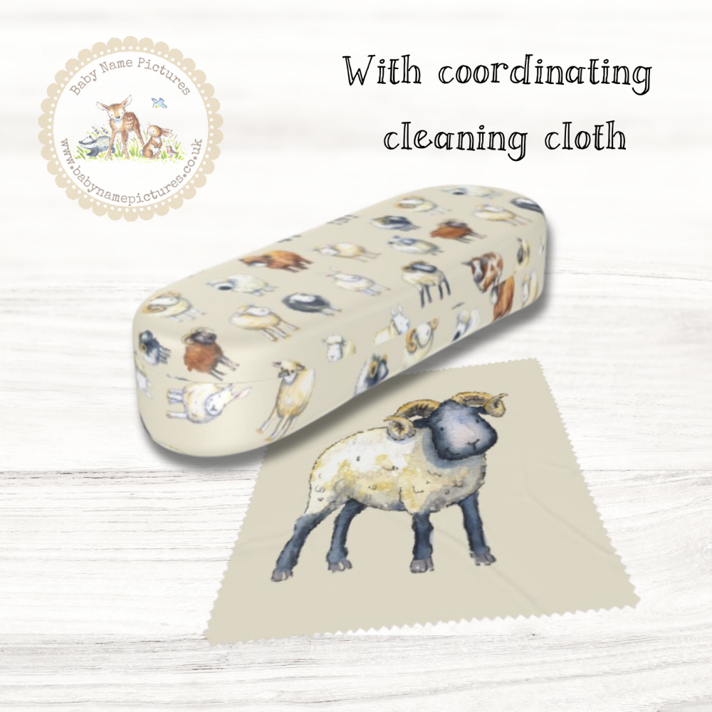 Sheep breeds glasses case and cloth personalised
