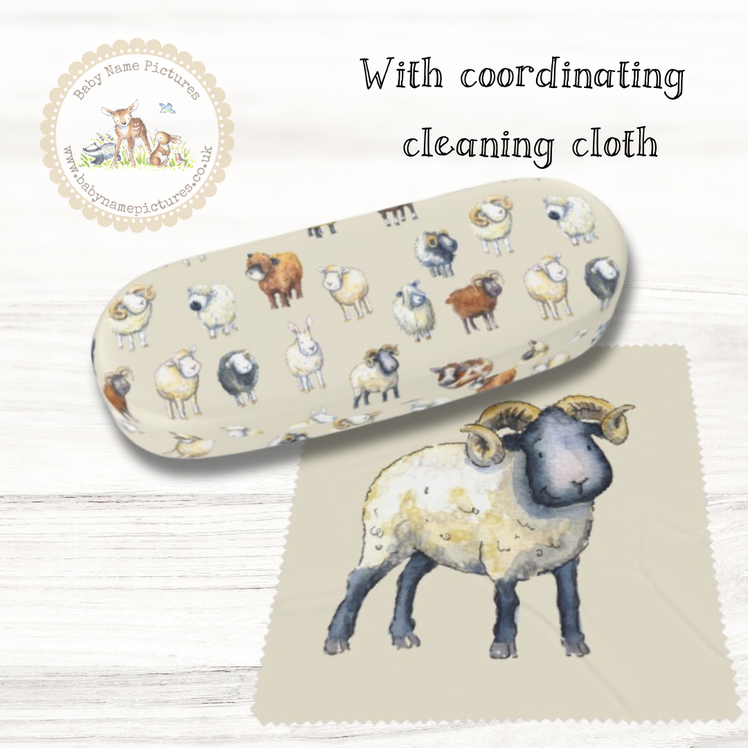 Sheep breeds glasses case and cloth personalised