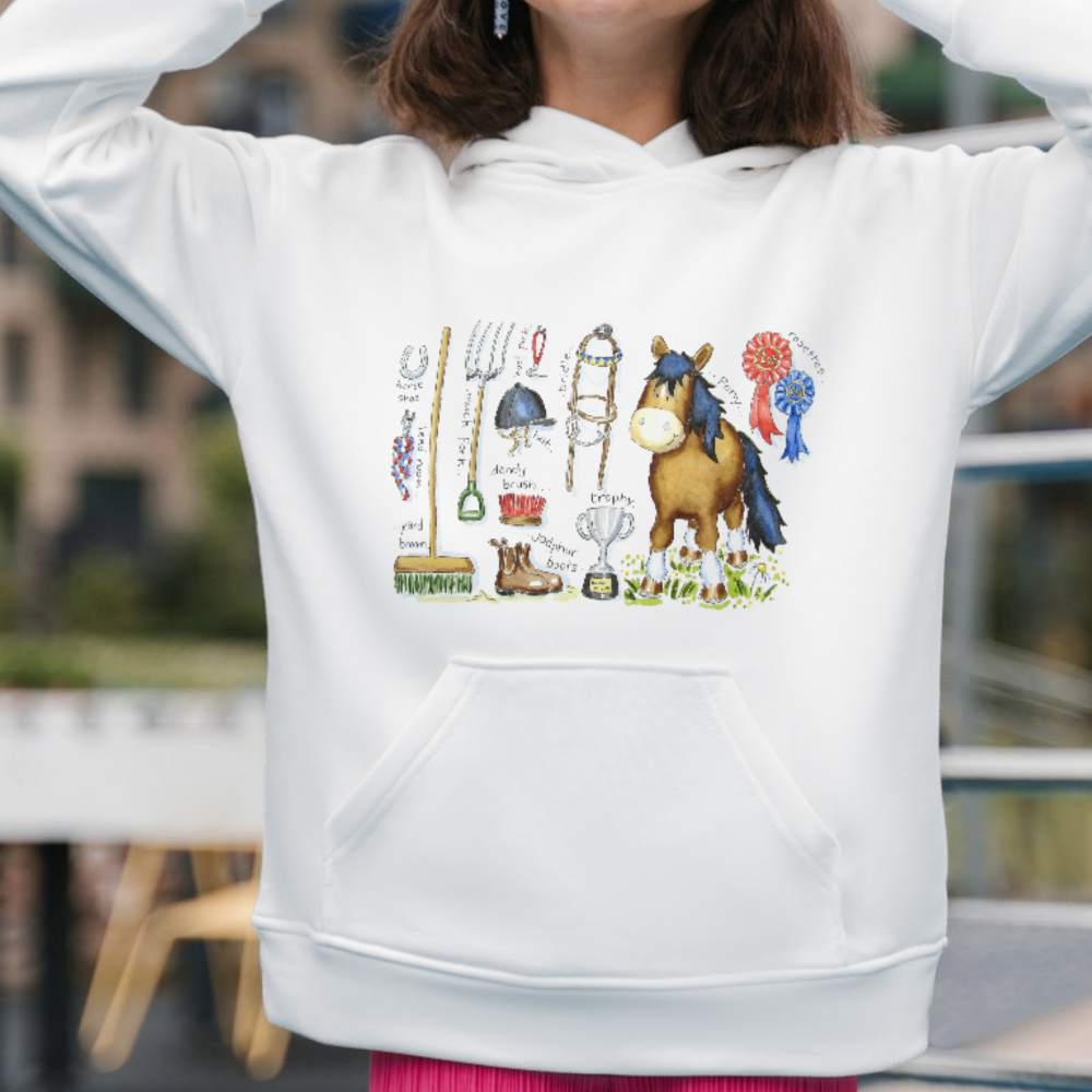 Personalised Pony Hoodie – Equestrian Horse Riding Sweatshirt | Pony Lover Gift | Custom Name Jumper | 35 Colours
