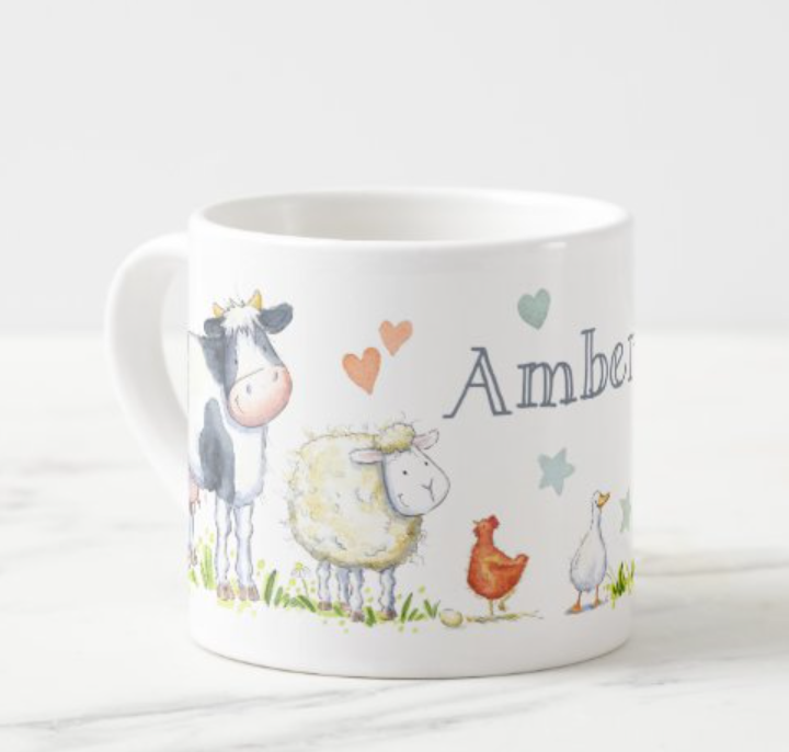 Childrens little farmer mug - cute watercolour farm animals