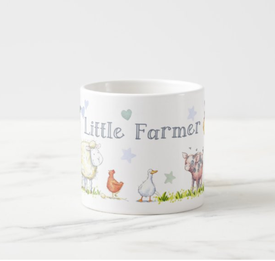 Childrens little farmer mug - cute watercolour farm animals