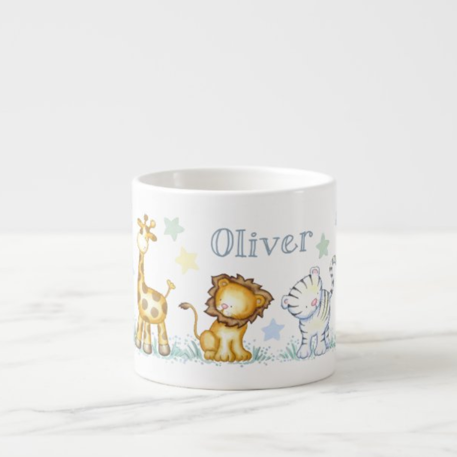 Jungle Animals Mug – Safari Baby Cup with Elephant, Giraffe & Lion | Jungle Nursery Gift