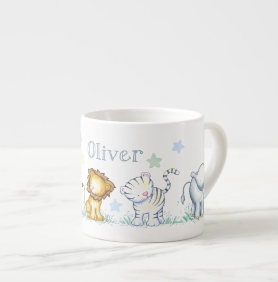 Jungle Animals Mug – Safari Baby Cup with Elephant, Giraffe & Lion | Jungle Nursery Gift