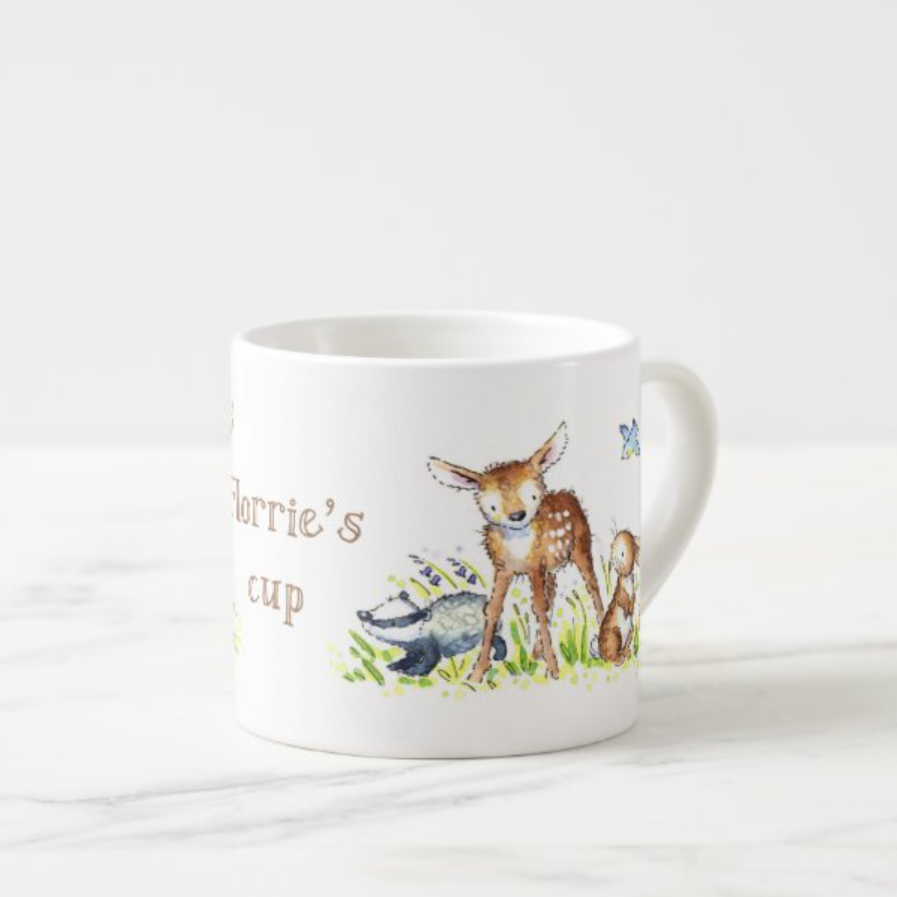 Woodland Animals Mug – Cute Forest Cup with Fox, Deer, Bunny & Badger