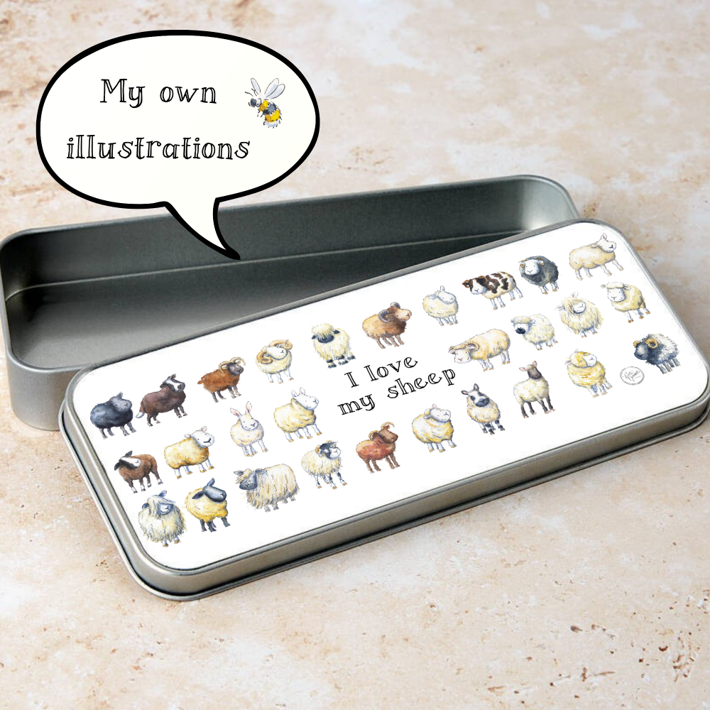 “I Love My Sheep” Pencil Tin ,Sheep breeds tin