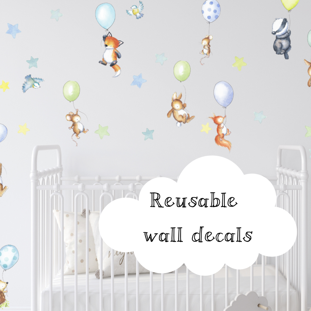 Woodland Animals Nursery Wall stickers - greens and blues