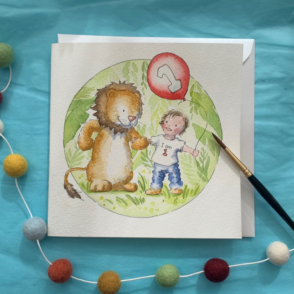 Handpainted childrens birthday card