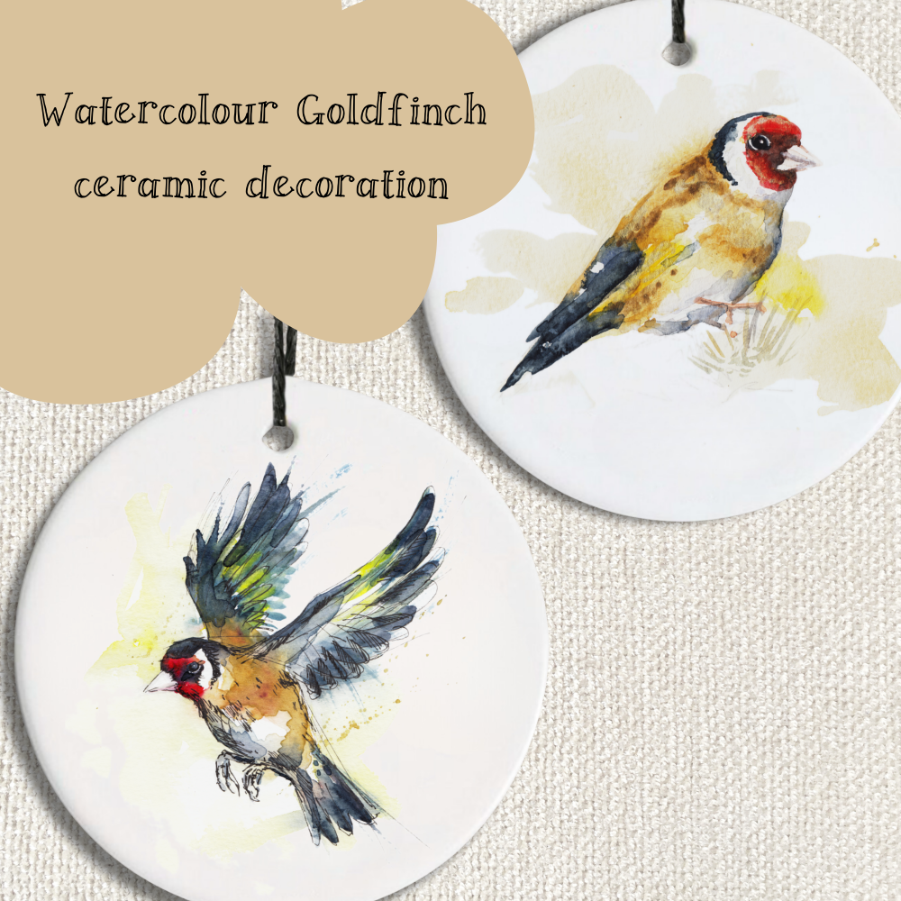 Goldfinch Watercolour Ceramic Decoration