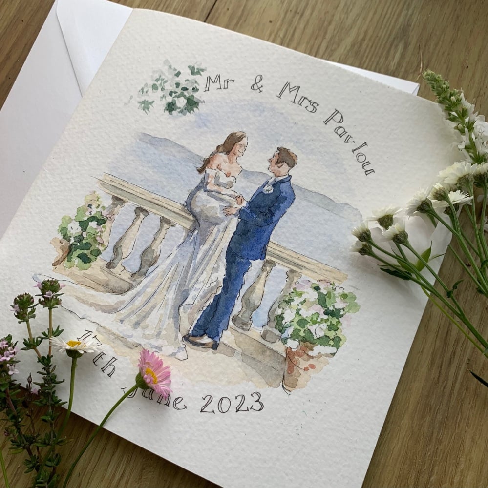 Handpainted Wedding Anniversary card
