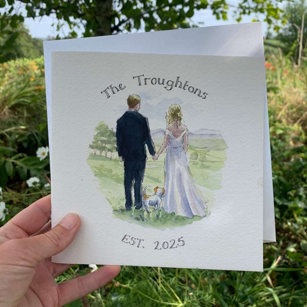 Handpainted Wedding Anniversary card