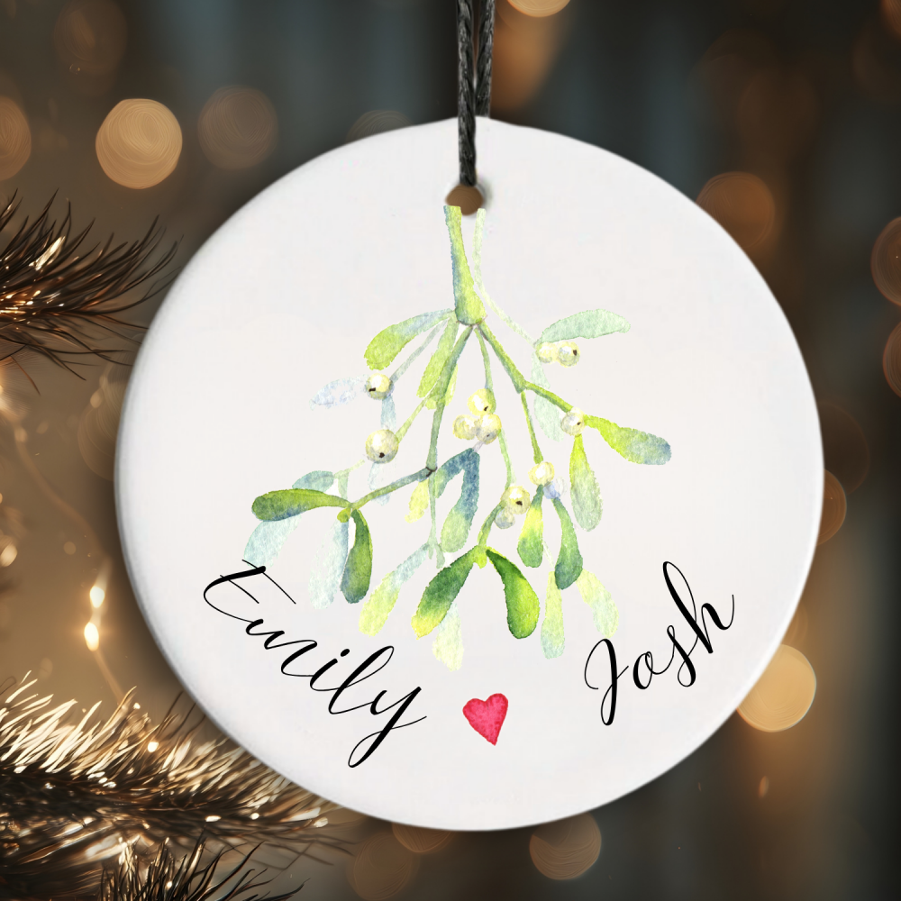 Mistletoe or holly couples christmas decoration