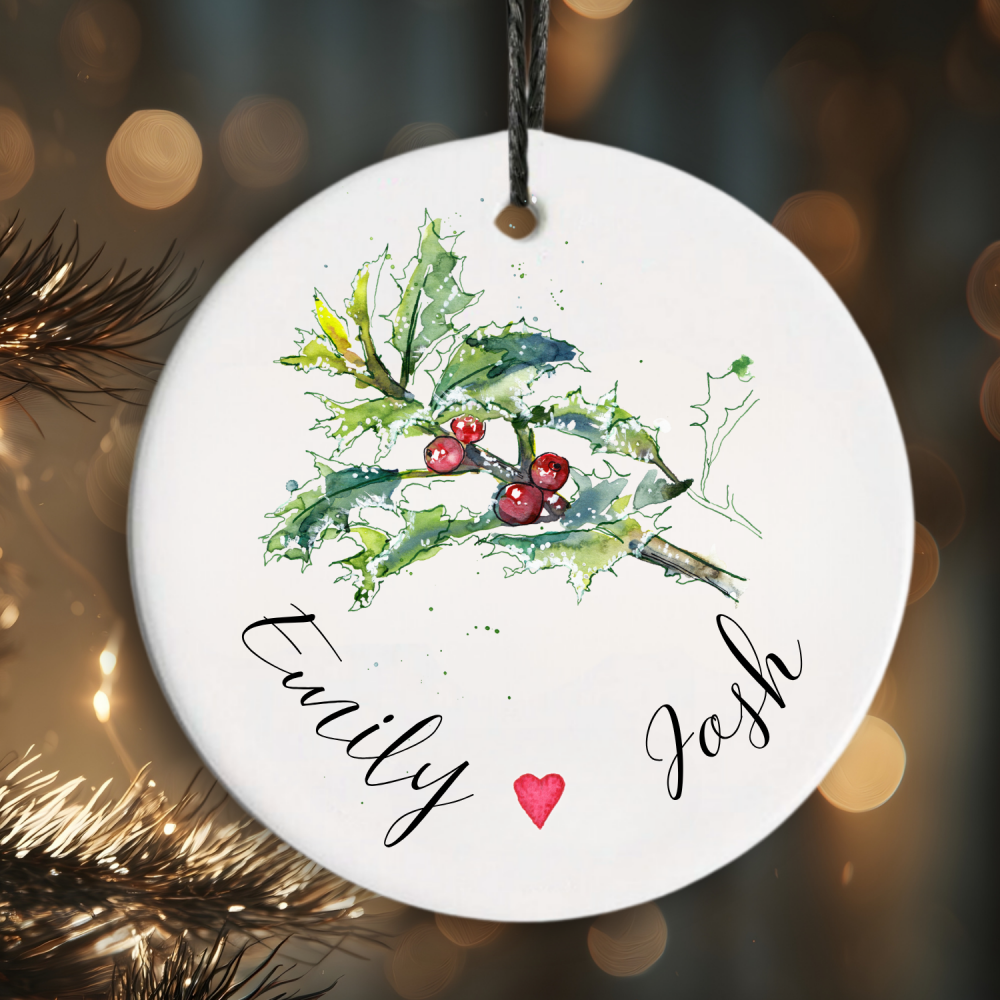Mistletoe or holly couples christmas decoration
