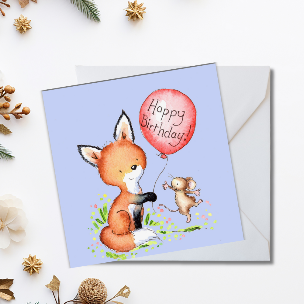 Fox & Mouse Birthday Card
