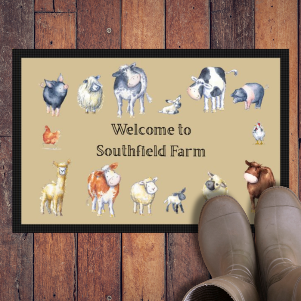 Farm Animal Personalised Doormat – Handmade 60 x 40cm