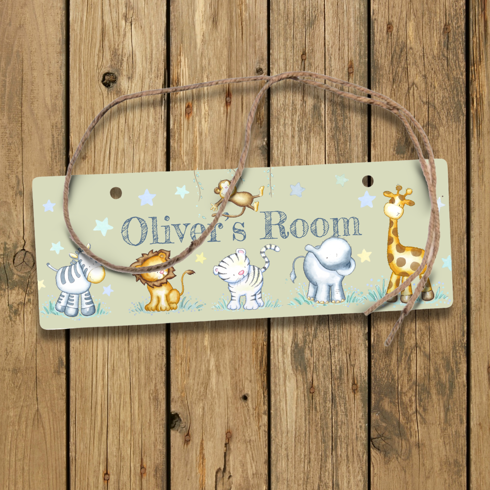 Personalised Jungle Animals Door Sign – Children’s Room Plaque