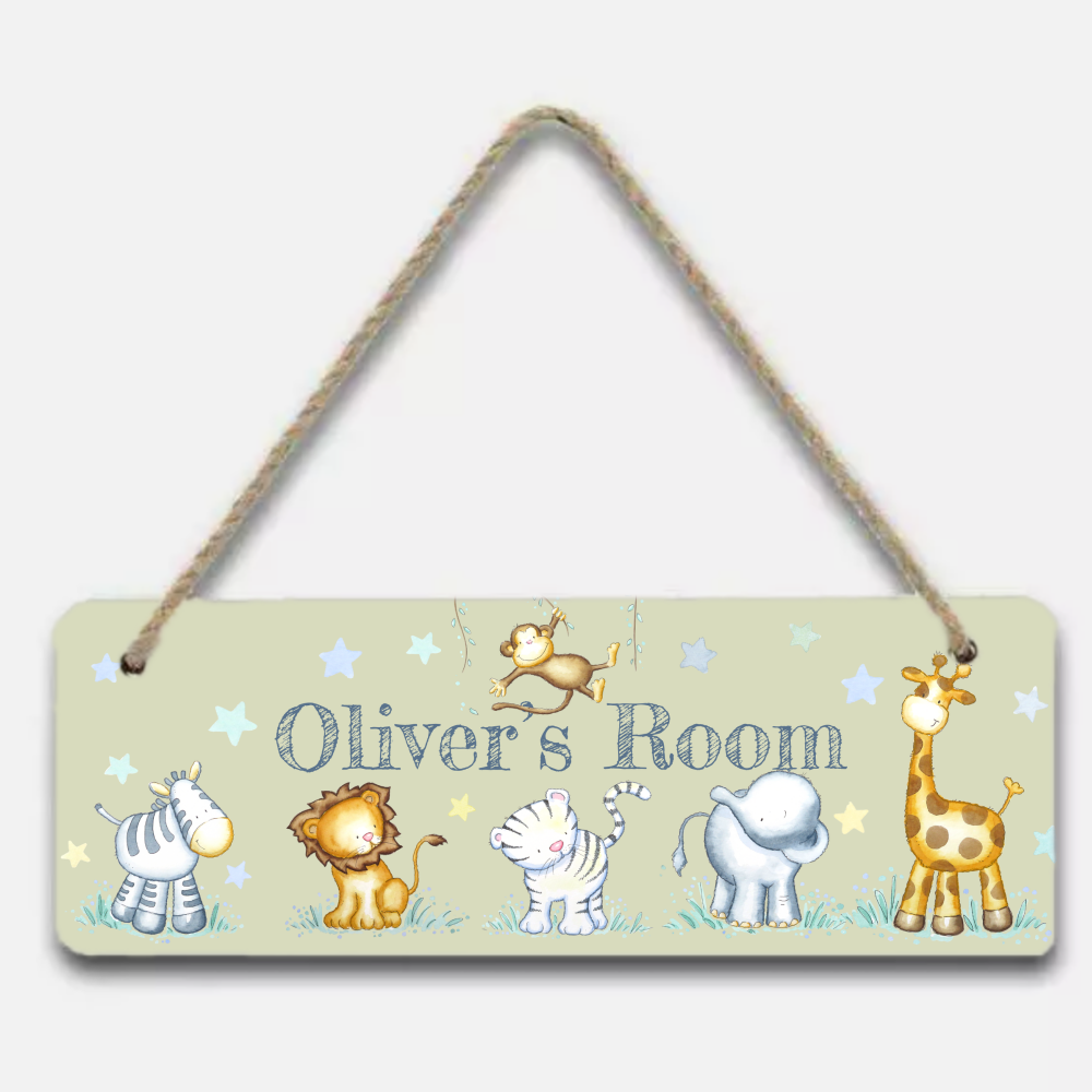 Personalised Jungle Animals Door Sign – Children’s Room Plaque