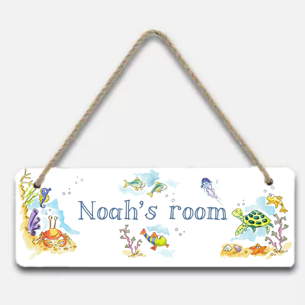 Personalised Under the Sea Door Sign | Children’s Bedroom Plaque | Ocean Nursery Decor