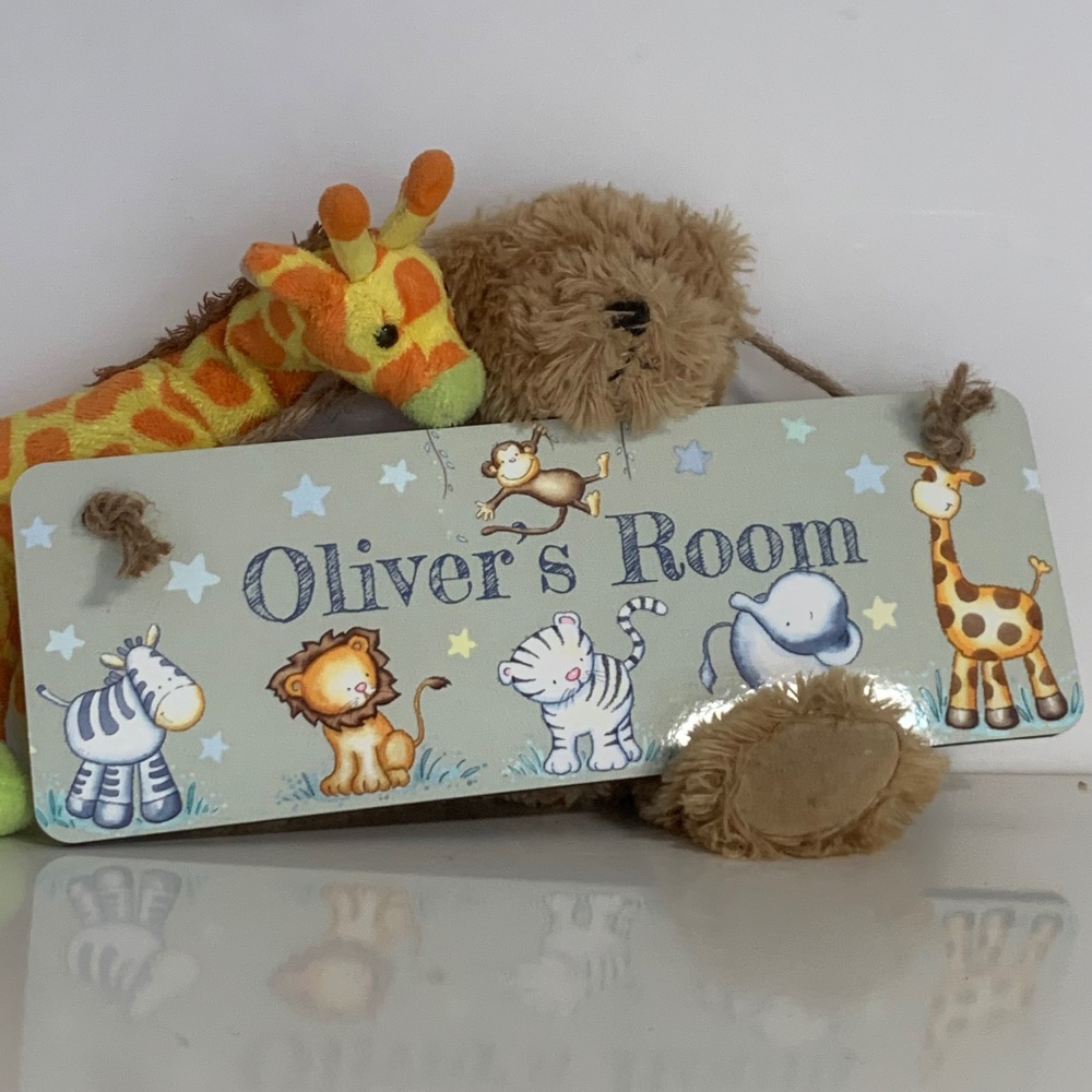 Personalised Jungle Animals Door Sign &ndash; Children&rsquo;s Room Plaque