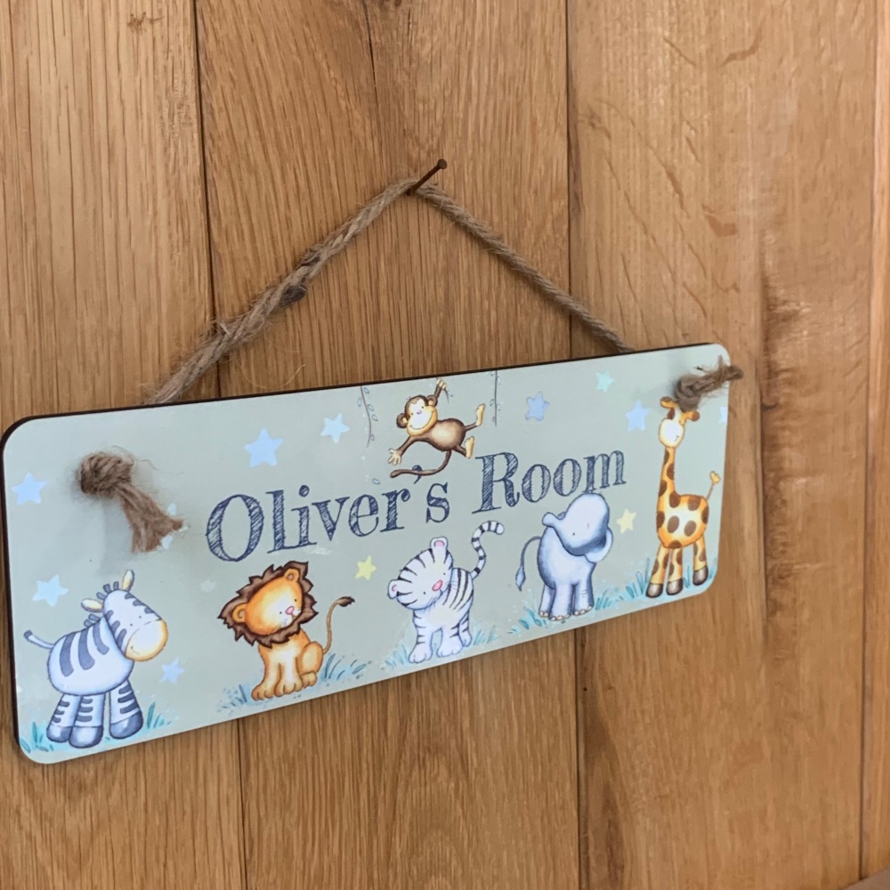 Personalised Jungle Animals Door Sign – Children’s Room Plaque