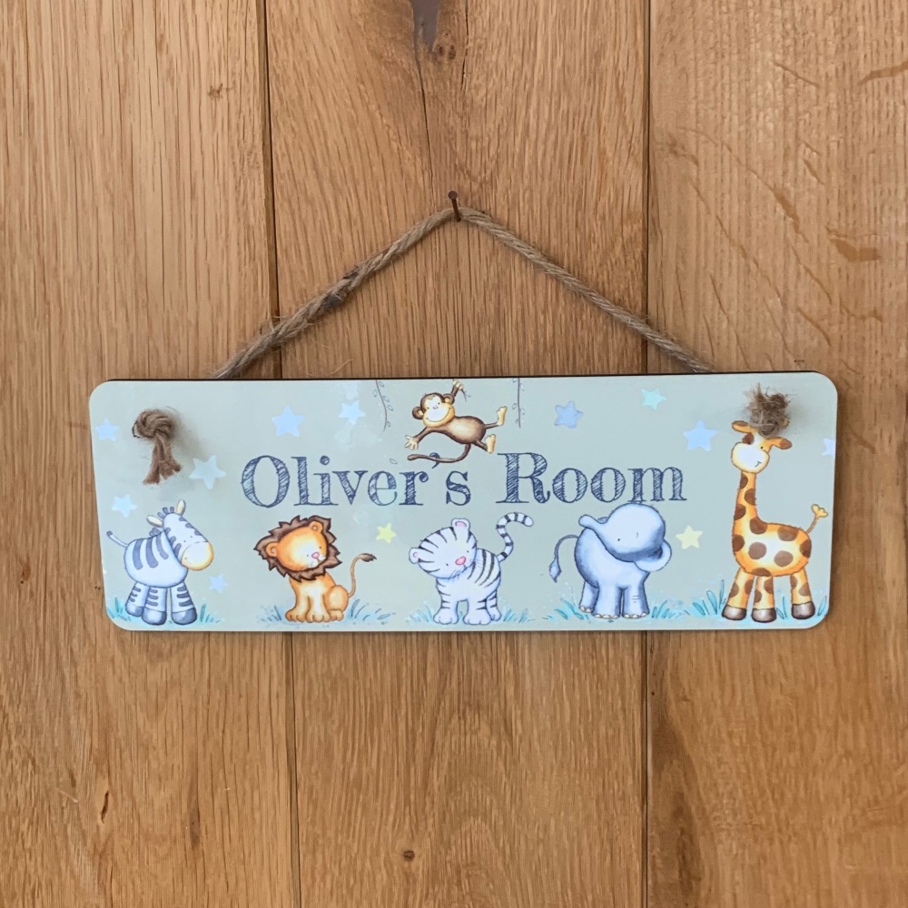 Personalised Jungle Animals Door Sign &ndash; Children&rsquo;s Room Plaque
