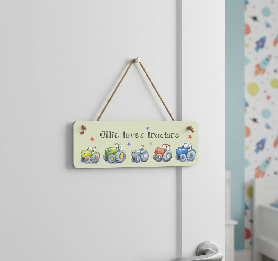Personalised Children’s Tractor Door Sign - printed