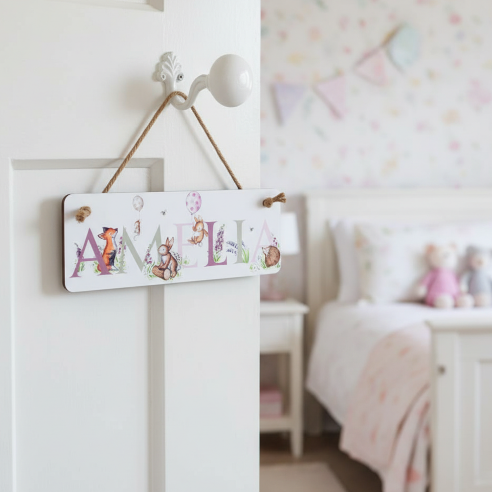 Personalised Children’s Woodland Door Sign - printed