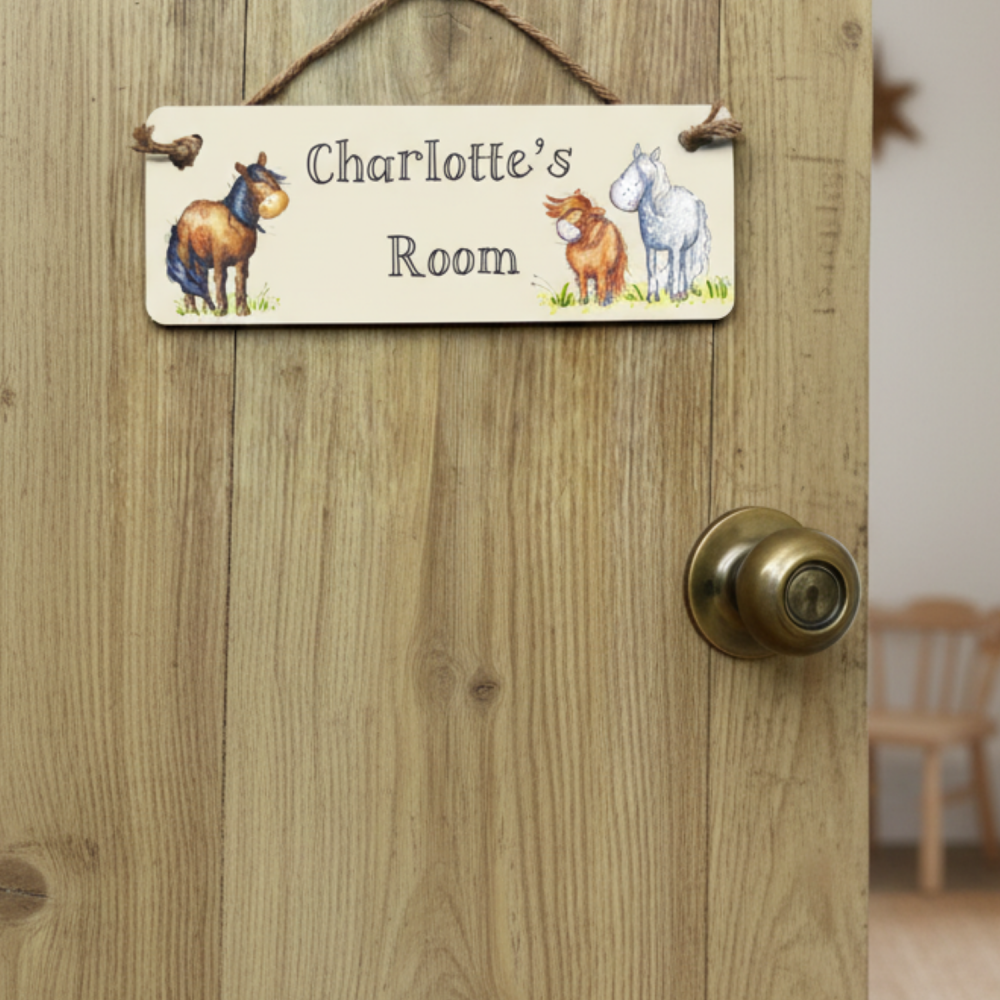 Personalised Children’s Pony Door Sign - printed